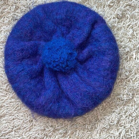 Vintage Cushendale Beret Tam Cap Mohair and Wool Women’s Blue/Purple Fitted Dead main image 7